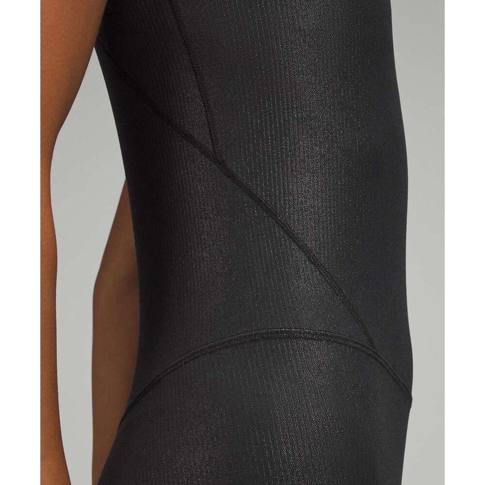 Lululemon Align Ribbed Bodysuit Size 4 25" Shine Black Metallic - Picture 2 of 5